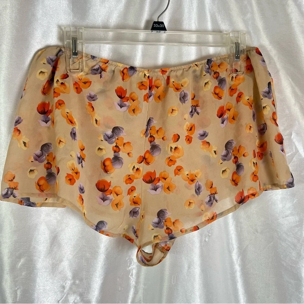 Stars Above Yellow Floral Sheer Lounge Shorts Cottage Luxe Boho Sleepwear Large